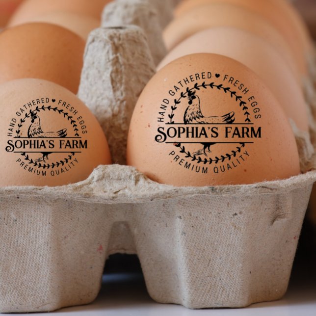 Modern Personalized Rustic Farm Fresh Owner Name  Rubber Stamp (Modern personalized farm owner name egg stamp)