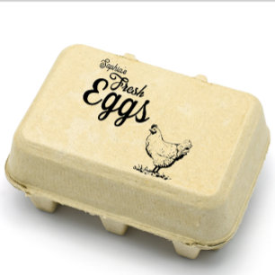 Modern Personalized Rustic Farm Name Egg Lovers Rubber Stamp
