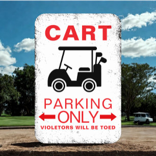 Modern Personalized Rustic Golf Cart Parking Metal Sign