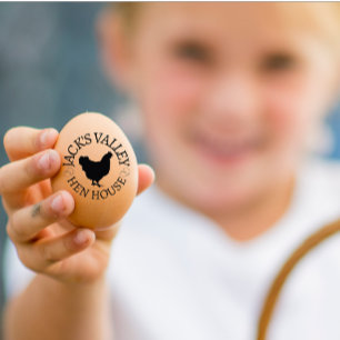 Modern Personalized Rustic Hen Name Egg Love Rubber Stamp