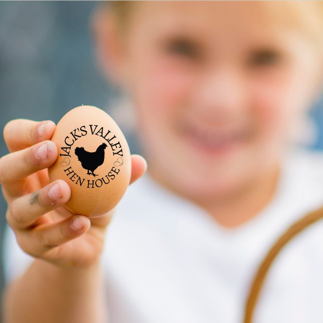 Modern Personalized Rustic Hen Name Egg Love Rubber Stamp (PERSONALIZED NAME EGG STAMP FOR EGG LOVER)