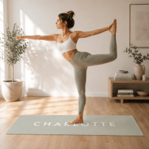 Modern Personalized Sage Green Name Yoga Mat