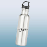 Modern Personalized Script Name Stainless Steel Water Bottle<br><div class="desc">Personalized custom name design in a modern trendy script font.</div>