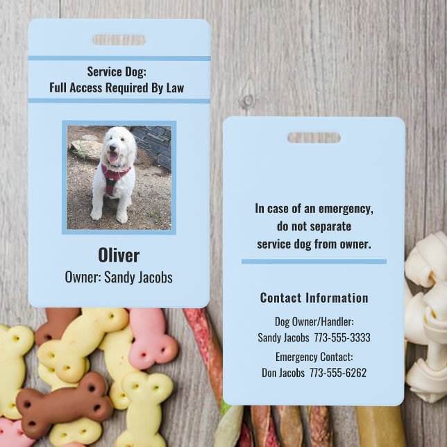 Modern Personalized Service Dog Photo ID Blue Badge (Creator Uploaded)