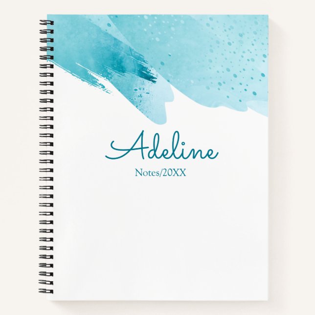Modern Personalized Simple Script Blue  Notebook (Front)