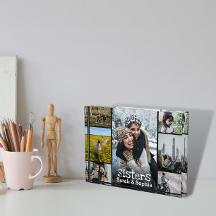 Modern Personalized Sisters 7 Photo Collage Block