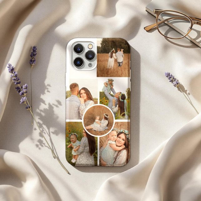 Modern Personalized Six Photo Collage  iPhone Case (Creator Uploaded)