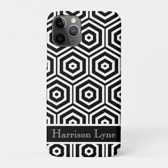 Modern Personalized stylish Black and white Case-Mate iPhone Case (Back)