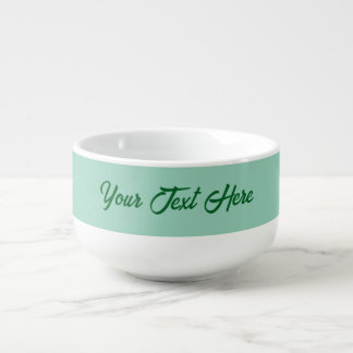 Modern Personalized Text Light Teal Soup Mug