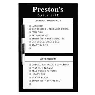 Modern Personalized To-Do Checkbox Kids Routine Dry Erase Board