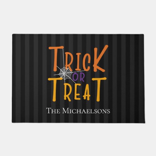 Modern Personalized Trick or Treat Monogram Doormat