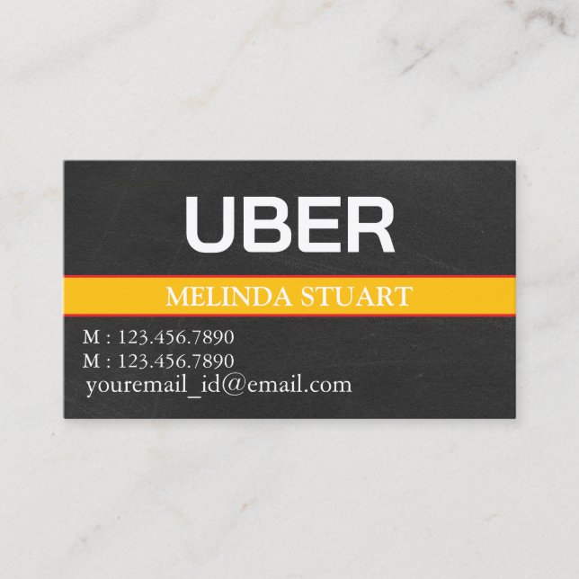 Modern Personalized Uber Driver  Business Card (Front)