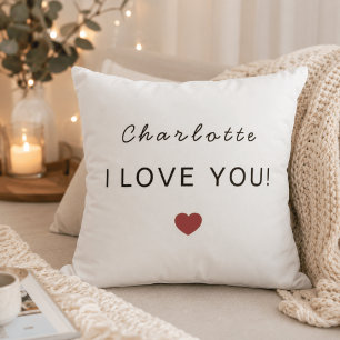 Modern Personalized Valentine Pillow – I Love You