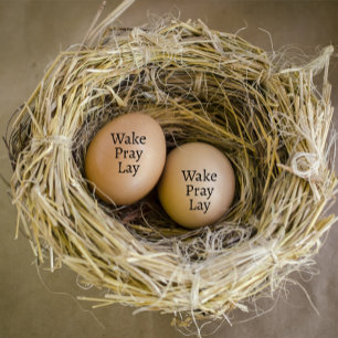 Modern Personalized Wake Pray Lay Egg Rubber Stamp