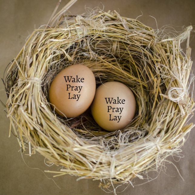 Modern Personalized Wake Pray Lay Egg Rubber Stamp (modern personalized egg stamp)