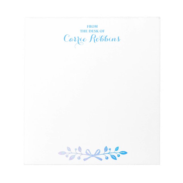 Modern Personalized Watercolor Pastel Notepad (Front)