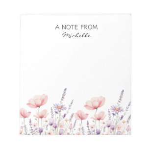 Modern Personalized Watercolor Wildflower Floral   Notepad
