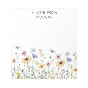 Modern Personalized Watercolor Wildflower Floral   Notepad