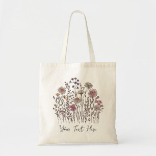 Modern Personalized Watercolor Wildflower Floral   Tote Bag