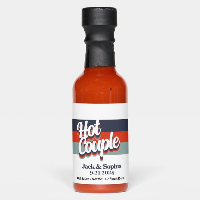 Modern Personalized Wedding Couple Name And Date  Hot Sauces (Front)