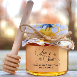 Modern Personalized Wedding Couple Name With Date Honey Jar Favors