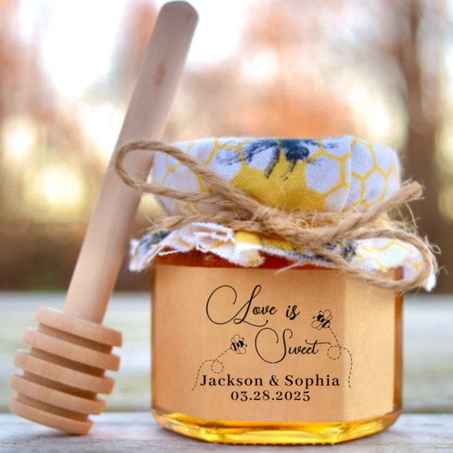 Modern Personalized Wedding Couple Name With Date Honey Jar Favors (modern personalized wedding couple name with date honey favor )