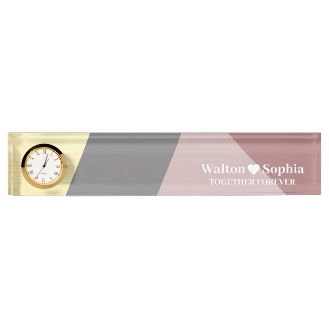 Modern Personalized Wedding Couple Name With Quote Desk Name Plate (Front)