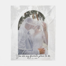 Modern Personalized Wedding Couple Photo Blanket