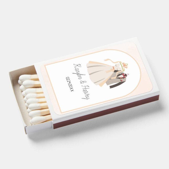Modern Personalized Wedding Engagement Party Matchboxes (Front Open)