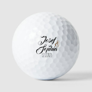 Modern Personalized Wedding Favor Couple Name Date Golf Balls