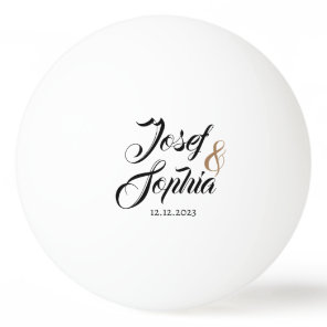 Modern Personalized Wedding Favor Couple Name Date Ping Pong Ball