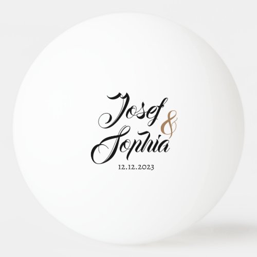 Modern Personalized Wedding Favor Couple Name Date Ping Pong Ball