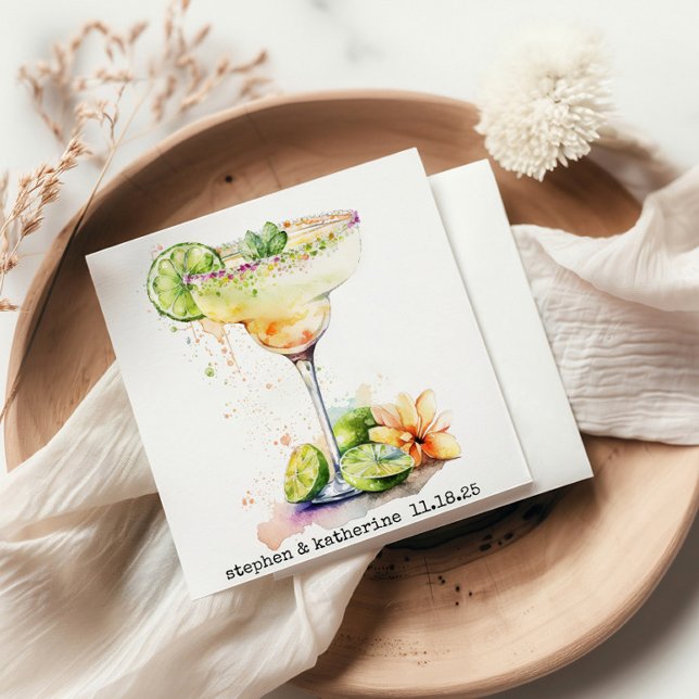 Modern Personalized Wedding Watercolor Margarita Napkins (Creator Uploaded)