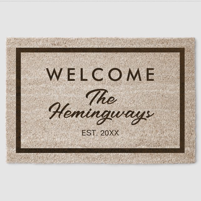 Modern personalized welcome coir Fiber Doormat (Front)