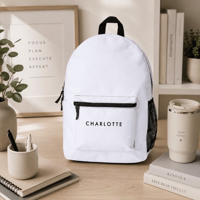 Modern Personalized White Name Backpack (Creator Uploaded)