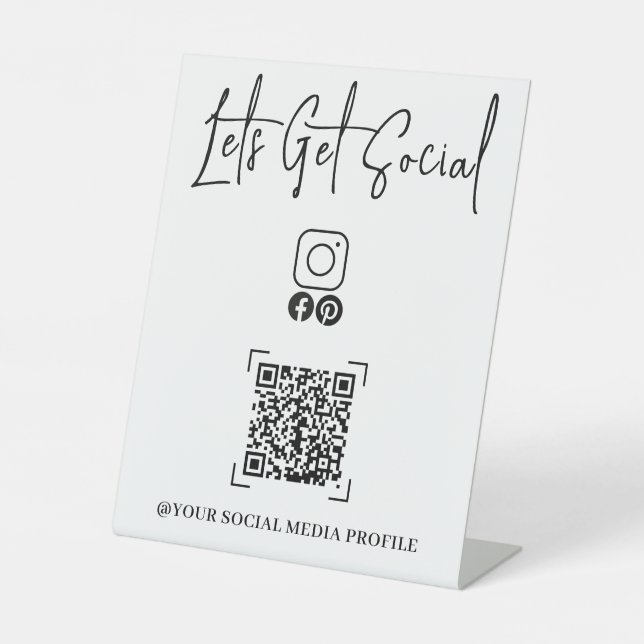 Modern Personalized Wifi QR Codes Password Office Pedestal Sign (Front)