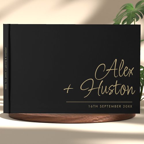 Modern Personalized With Name Calligraphy Wedding Guest Book