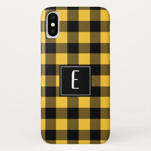 Modern Personalized Yellow Plaid Lumberjack iPhone XS Case