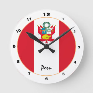 Modern Peruvian Flag, Peru trendy Home / design Round Clock