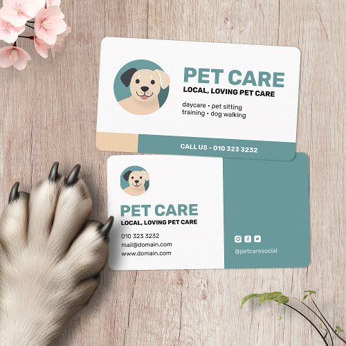 Modern Pet Care Dog Walking Business Card