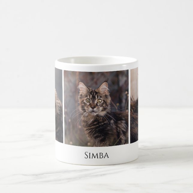 Modern Pet Cat Custom Photo Collage Coffee Mug (Center)