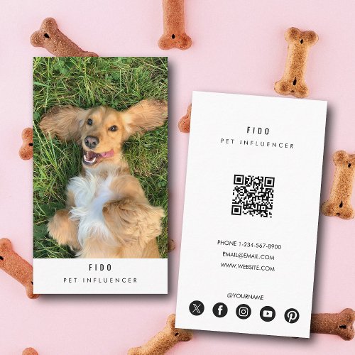 Modern Pet Dog Influencer Photo QR Code  Business Card