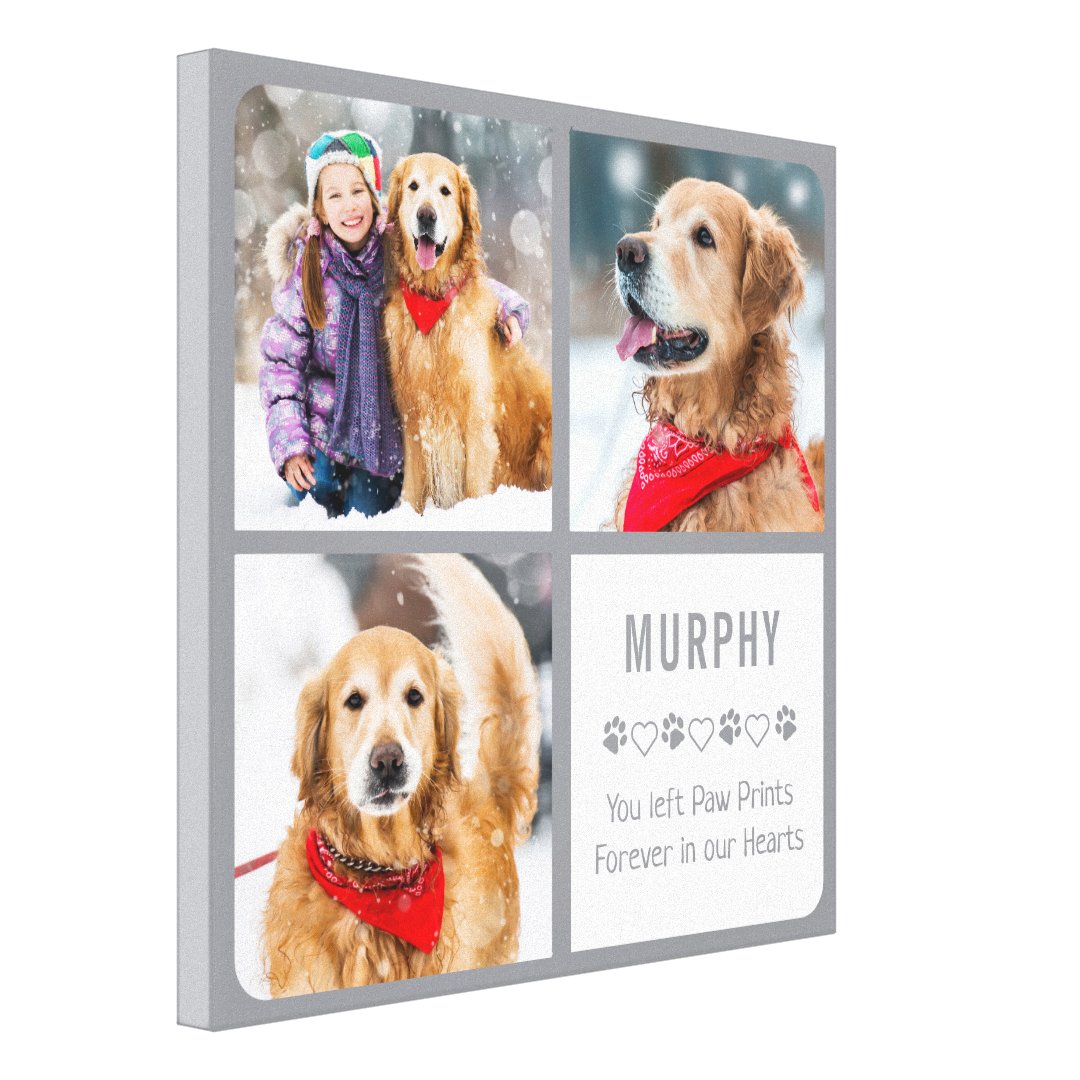 Modern Pet Dog Memorial Photo Collage Canvas Print Zazzle