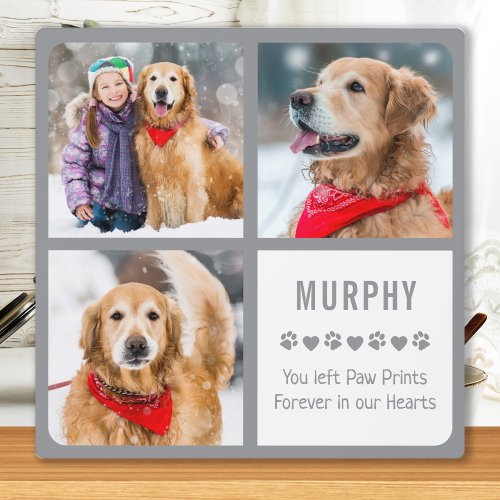 Modern Pet Dog Memorial Photo Collage Plaque