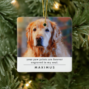 Modern Pet Dog Memorial Photo & Quote Ceramic Ornament