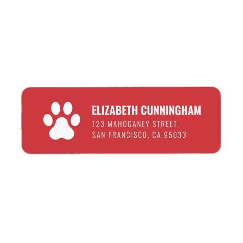 Modern Pet Dog Paw Print  Return Address Label