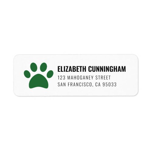 Modern Pet Dog Paw Print  Return Address Label