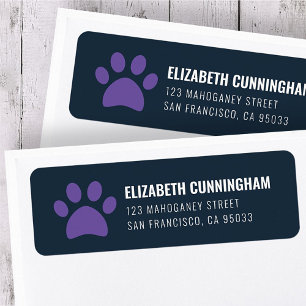 Modern Pet Dog Paw Print Return Address Label