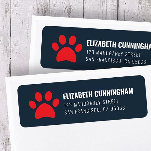 Modern Pet Dog Paw Print  Return Address Label