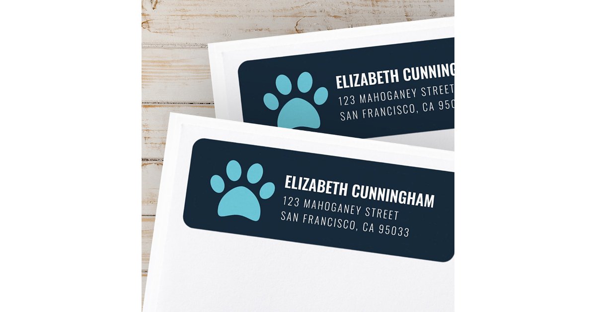 Modern Pet Dog Paw Print | Return Address Label | Zazzle